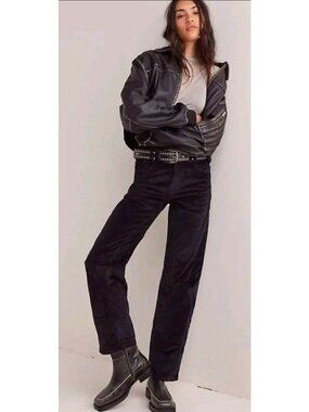 "Free People Velvet Flare Pants Size 6 Brown Chocolate High Rise Boho 70s Vintag